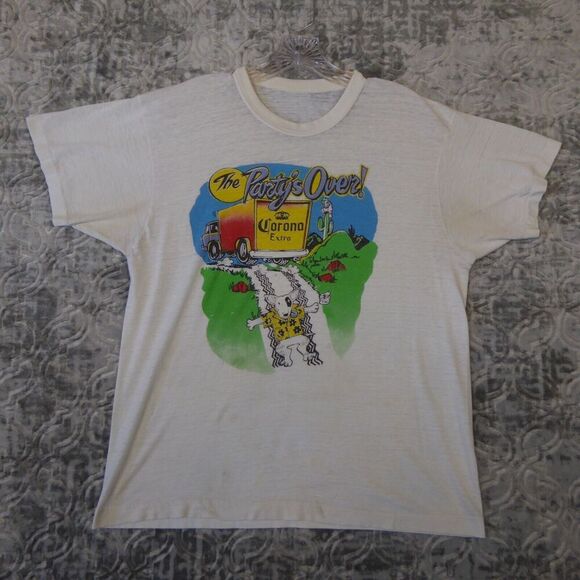 Vintage 1980's Corona Extra Shirt Men's Large Spuds MacKenzie The Party's Over